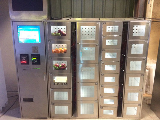 Stainless Steel Vending Locker Dengan Lampu LED Dan Pintu Transparan Fungsi Remote Control